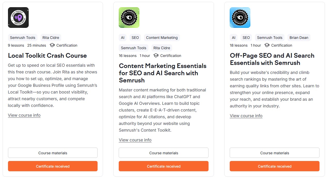 semrush certification