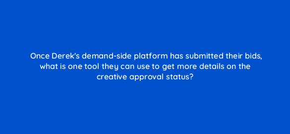 once dereks demand side platform has submitted their bids what is one tool they can use to get more details on the creative approval status 15848