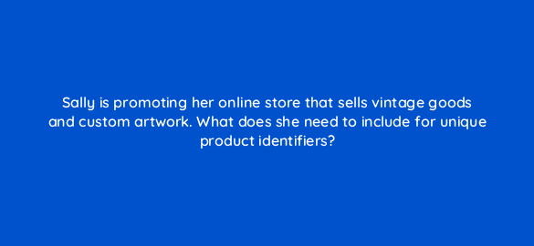 sally is promoting her online store that sells vintage goods and custom artwork what does she need to include for unique product identifiers 2310