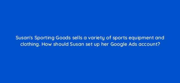 susans sporting goods sells a variety of sports equipment and clothing how should susan set up her google ads account 220