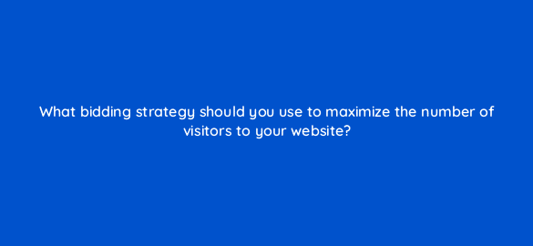 what bidding strategy should you use to maximize the number of visitors to your website 386