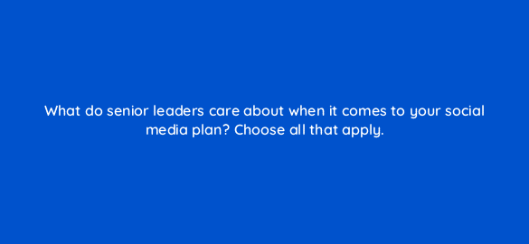 what do senior leaders care about when it comes to your social media plan choose all that apply 5364