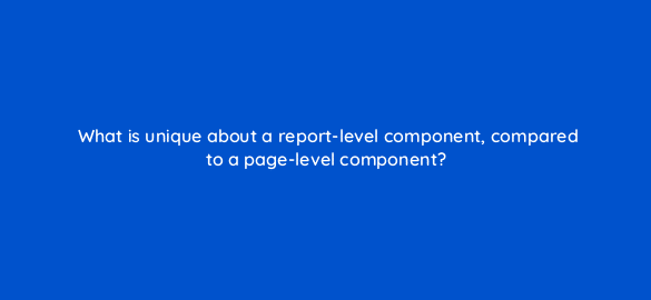 what is unique about a report level component compared to a page level component 13545