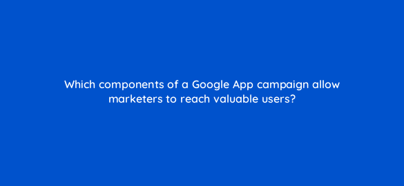 which components of a google app campaign allow marketers to reach valuable users 24484