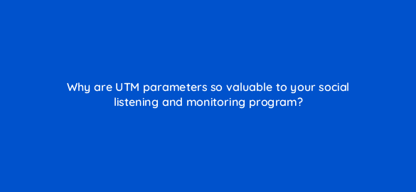 why are utm parameters so valuable to your social listening and monitoring program 5507