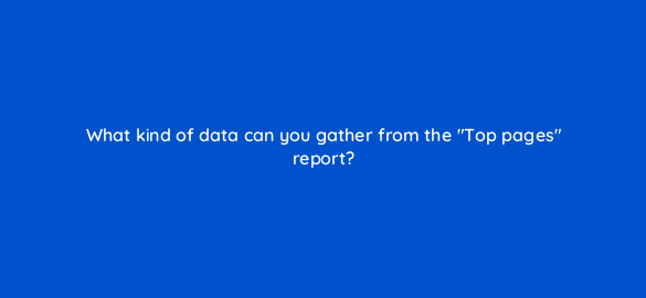 what kind of data can you gather from the top pages report 110697