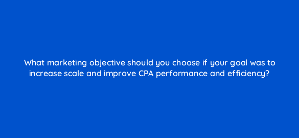 what marketing objective should you choose if your goal was to increase scale and improve cpa performance and efficiency 112133 1
