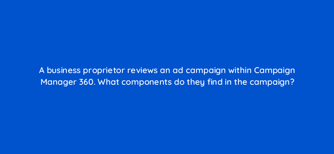 a business proprietor reviews an ad campaign within campaign manager 360 what components do they find in the campaign 84329