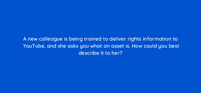 a new colleague is being trained to deliver rights information to youtube and she asks you what an asset is how could you best describe it to her 35087