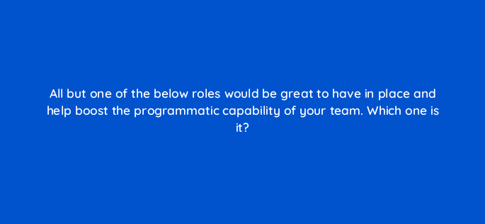 all but one of the below roles would be great to have in place and help boost the programmatic capability of your team which one is it 13464