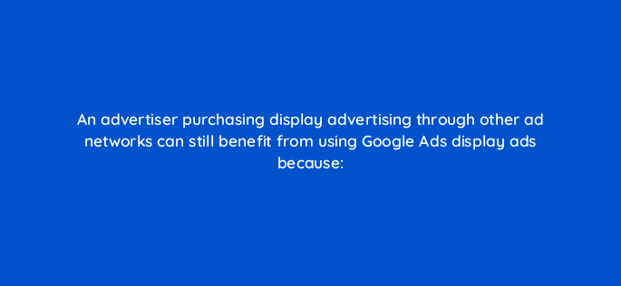 an advertiser purchasing display advertising through other ad networks can still benefit from using google ads display ads because 1307