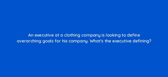 an executive at a clothing company is looking to define overarching goals for his company whats the executive defining 19839