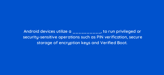 android devices utilize a to run privileged or security sensitive operations such as pin verification secure storage of encryption keys and verified boot 14931