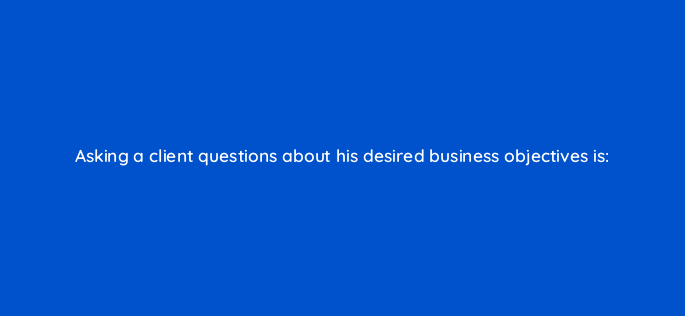 asking a client questions about his desired business objectives is 2644