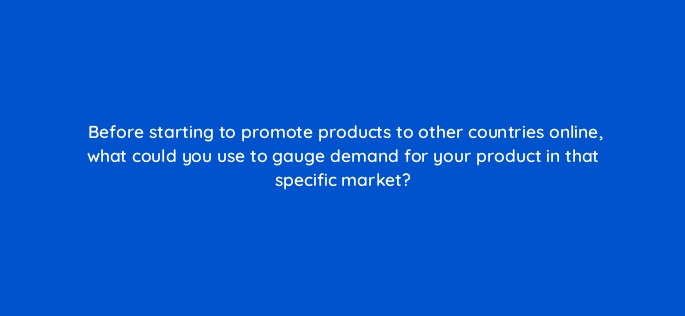 before starting to promote products to other countries online what could you use to gauge demand for your product in that specific market 7126