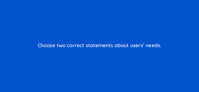 choose two correct statements about users needs 110755