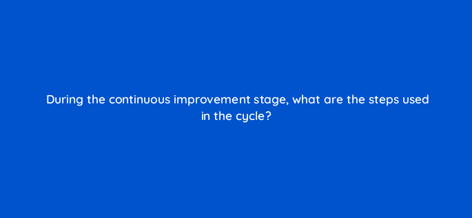 during the continuous improvement stage what are the steps used in the cycle 4377