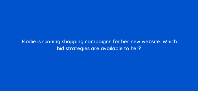 elodie is running shopping campaigns for her new website which bid strategies are available to her 115756