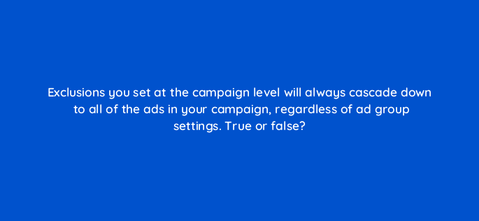 exclusions you set at the campaign level will always cascade down to all of the ads in your campaign regardless of ad group settings true or false 18418