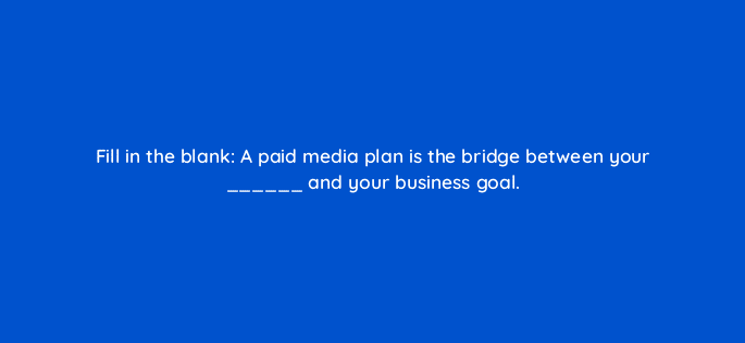 fill in the blank a paid media plan is the bridge between your and your business goal 33690