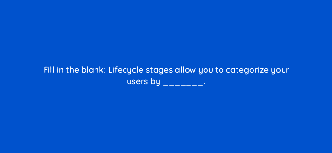 fill in the blank lifecycle stages allow you to categorize your users by 17408