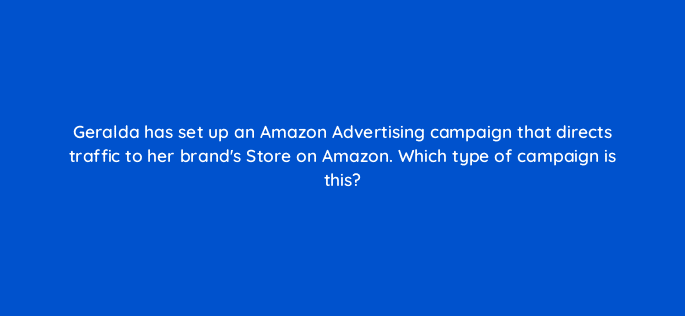 geralda has set up an amazon advertising campaign that directs traffic to her brands store on amazon which type of campaign is this 98190