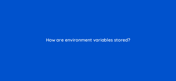 how are environment variables stored 76781