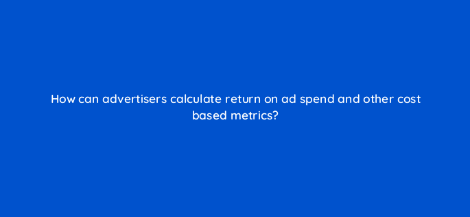 how can advertisers calculate return on ad spend and other cost based metrics 37029