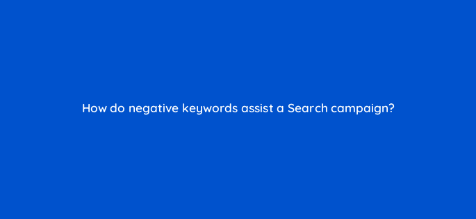 how do negative keywords assist a search campaign 122110