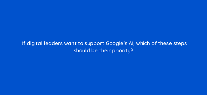 if digital leaders want to support googles ai which of these steps should be their priority 122008