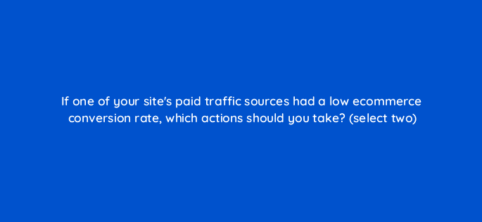 if one of your sites paid traffic sources had a low ecommerce conversion rate which actions should you take select two 7851