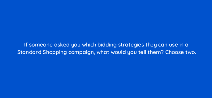 if someone asked you which bidding strategies they can use in a standard shopping campaign what would you tell them choose two 78876