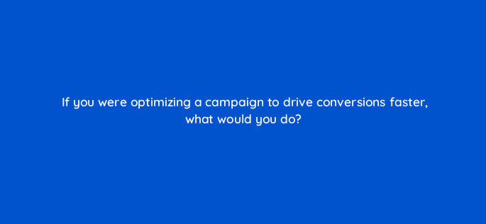 if you were optimizing a campaign to drive conversions faster what would you do 112114