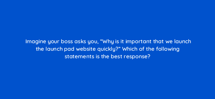 imagine your boss asks you why is it important that we launch the launch pad website quickly which of the following statements is the best response 4417