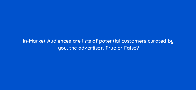 in market audiences are lists of potential customers curated by you the advertiser true or false 29492