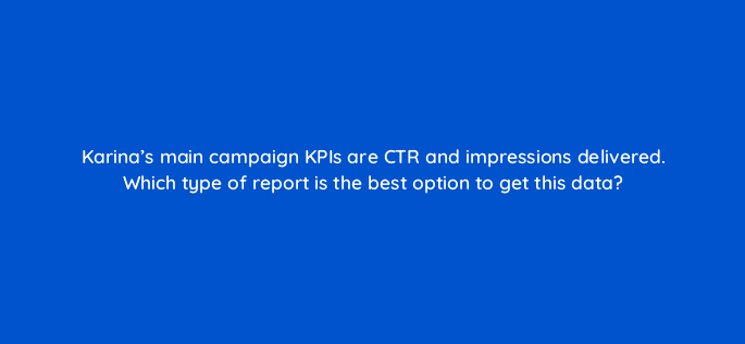karinas main campaign kpis are ctr and impressions delivered which type of report is the best option to get this data 94654