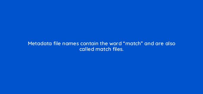 metadata file names contain the word match and are also called match files 94647