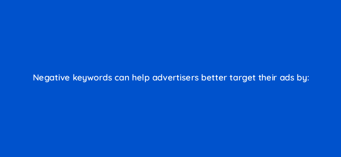 negative keywords can help advertisers better target their ads by 344