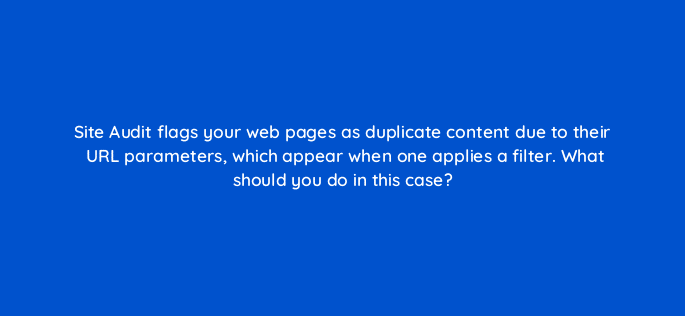 site audit flags your web pages as duplicate content due to their url parameters which appear when one applies a filter what should you do in this case 18060