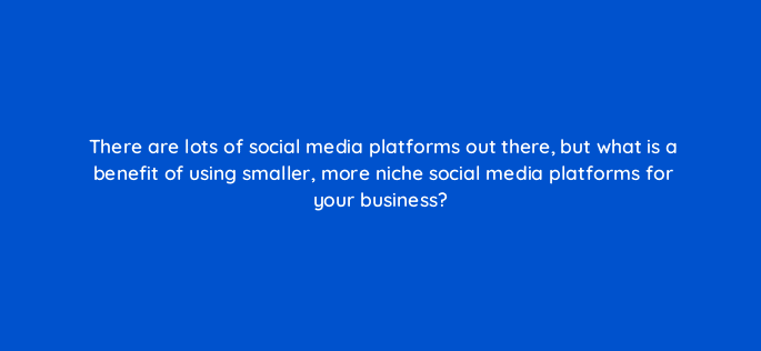 there are lots of social media platforms out there but what is a benefit of using smaller more niche social media platforms for your business 7276