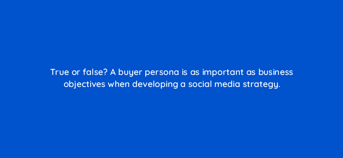 true or false a buyer persona is as important as business objectives when developing a social media strategy 5361