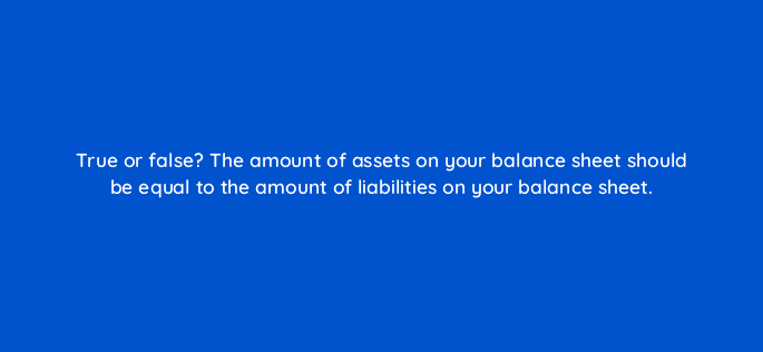 true or false the amount of assets on your balance sheet should be equal to the amount of liabilities on your balance sheet 78207