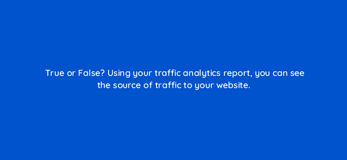 true or false using your traffic analytics report you can see the source of traffic to your website 33655