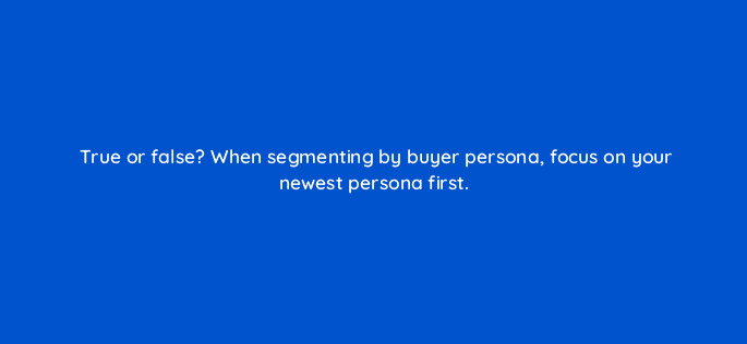 true or false when segmenting by buyer persona focus on your newest persona first 17387