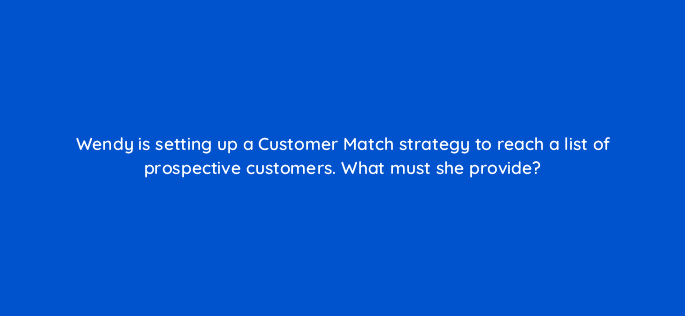 wendy is setting up a customer match strategy to reach a list of prospective customers what must she provide 21385