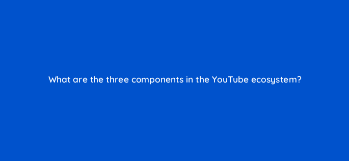 what are the three components in the youtube ecosystem 2619