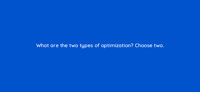 what are the two types of optimization choose two 125797 2