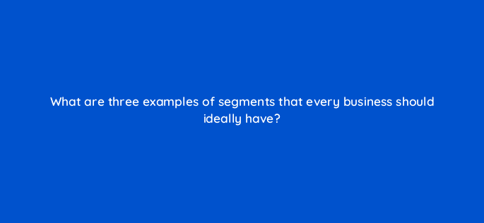 what are three examples of segments that every business should ideally have 5658