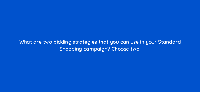 what are two bidding strategies that you can use in your standard shopping campaign choose two 78558