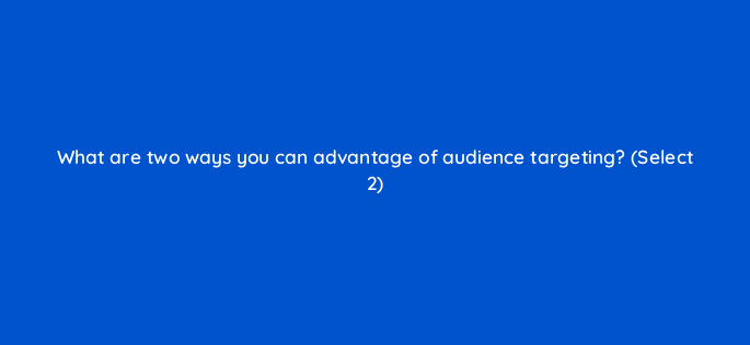 what are two ways you can advantage of audience targeting select 2 18542
